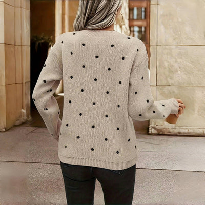Casual Knitted Sweater with Polka Dots