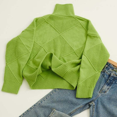 Casual Solid Color Knitted Sweater