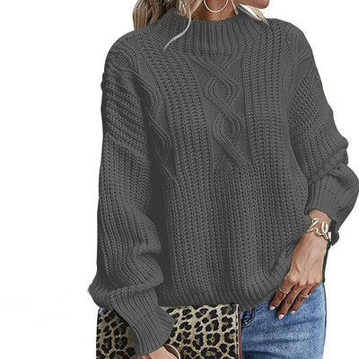 Casual Sweater with Cable Knit Pattern