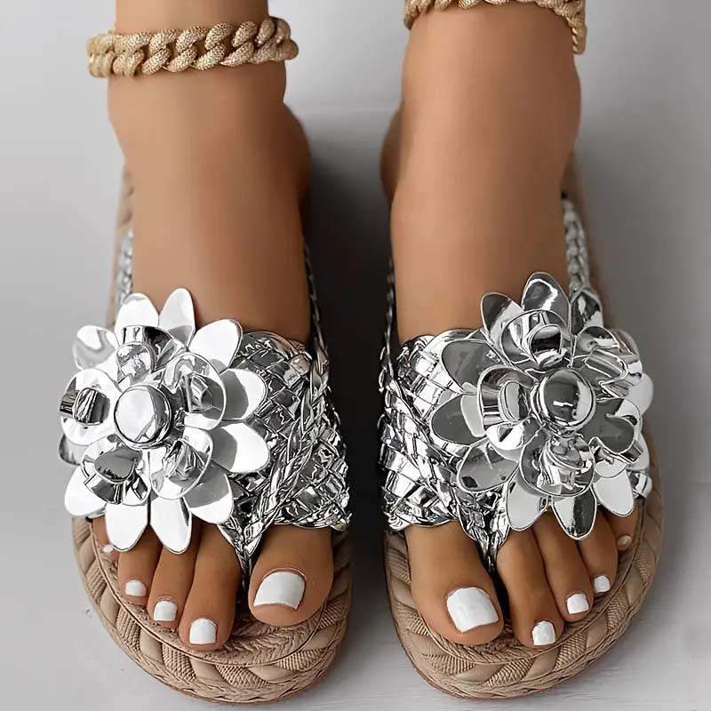 3D Floral Decorative Flat House Slippers