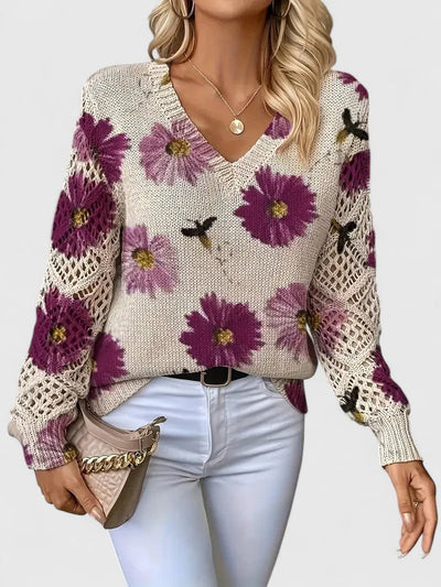 Magnolia | Elegant sweater with floral pattern