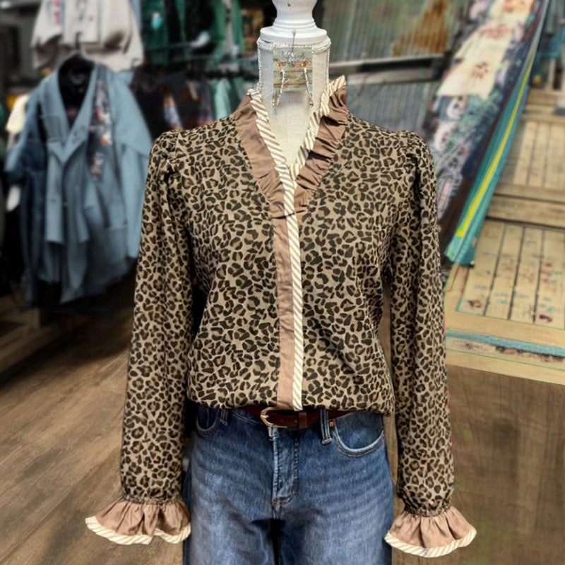 Vintage Leopard Print Blouse
