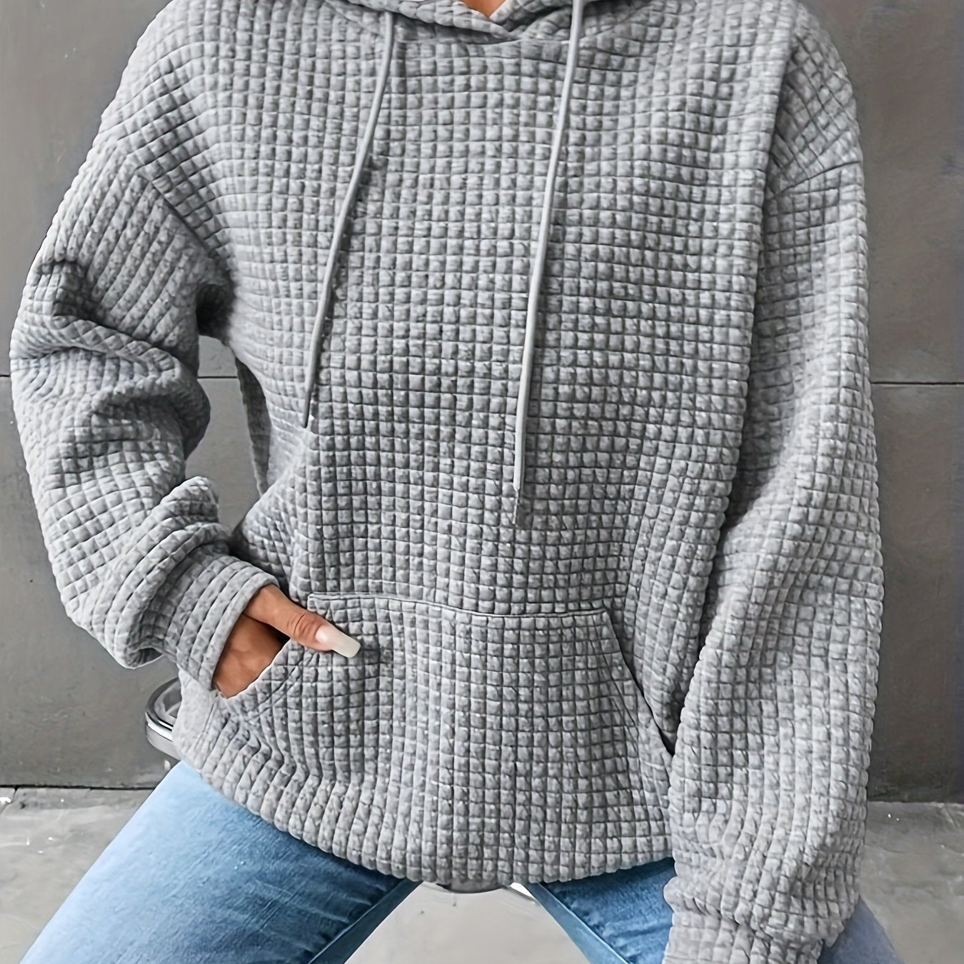 Léana | Textured Long Sleeve Hoodie