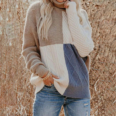 Turtleneck Sweater in Contrast Color