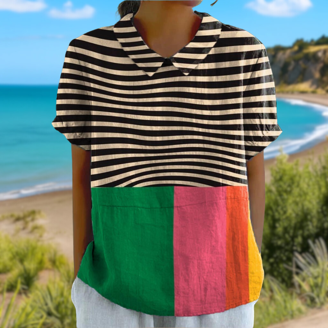 Eva | Bold Stripe and Color Block Shirt