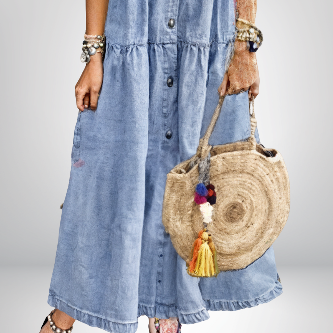 Soft Denim Dress with Buttons