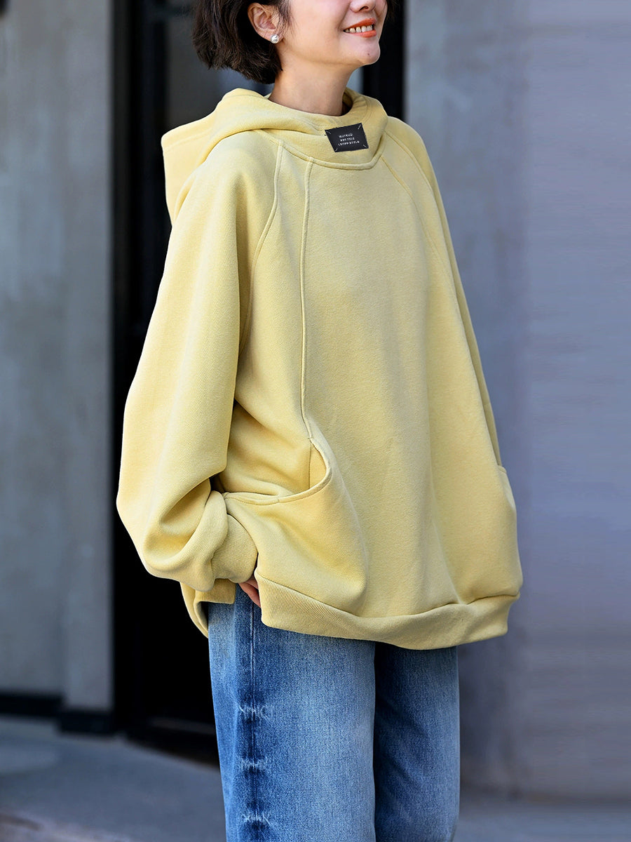 Women's Autumn Casual Solid Color Cotton Hoodie