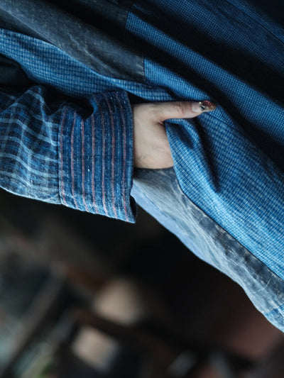 Women's Autumn Retro Patchwork Cotton O-neck Dress