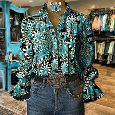 Vintage Abstract Print Blouse