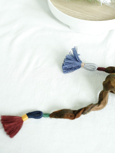 Women’s Vintage Floral Patchwork Embroidered Linen Triangular Scarf