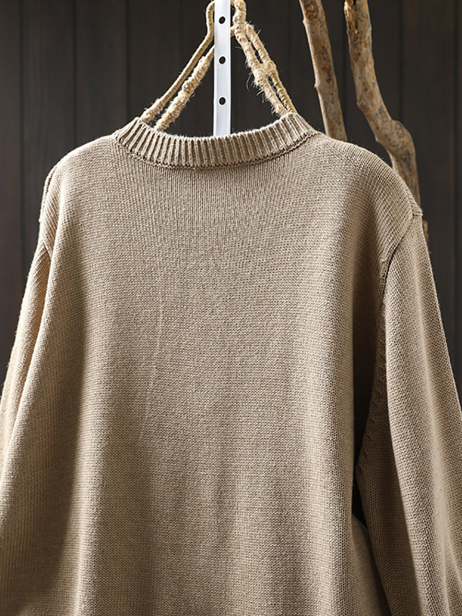Women's Autumn Ethnic Colorblock Half-Turtleneck Sweater
