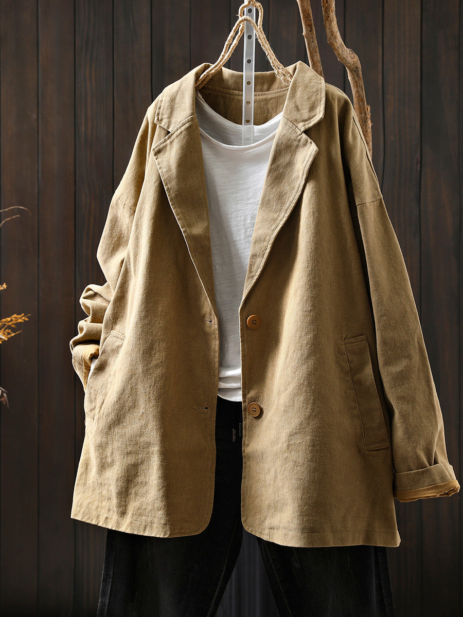 Women's Autumn Solid Color Cotton Cardigan