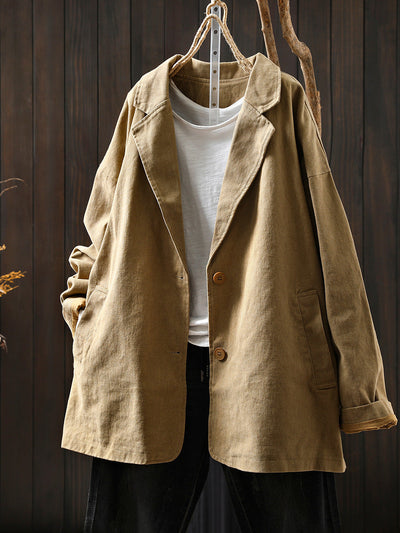 Women's Autumn Solid Color Cotton Cardigan
