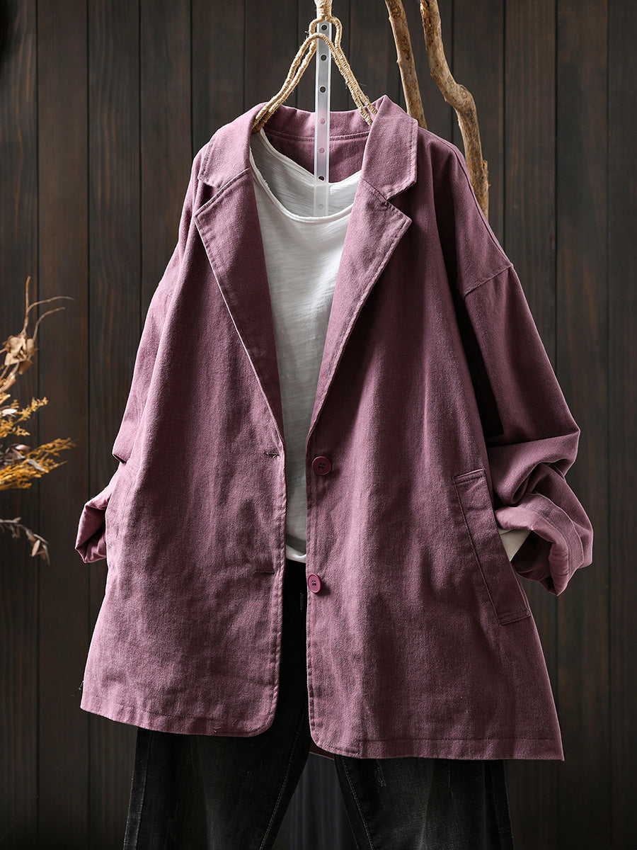 Women's Autumn Solid Color Cotton Cardigan
