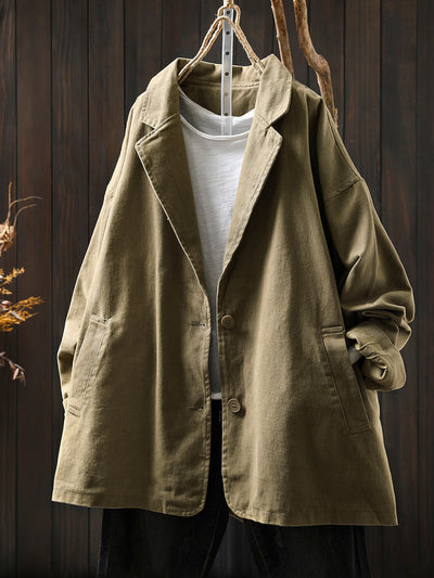 Women's Autumn Solid Color Cotton Cardigan