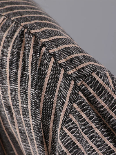 Women's Fall Dress with Wrap Collar and Striped Pattern Made of 100% Cotton