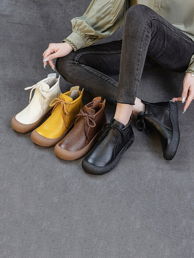 Women's winter boots with genuine leather straps