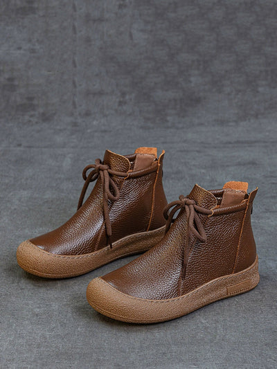 Women's winter boots with genuine leather straps