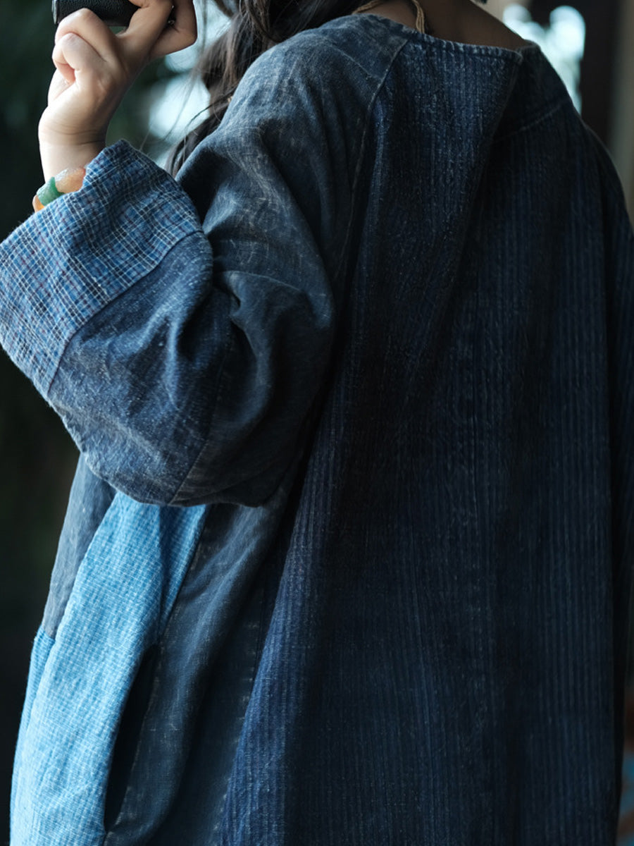 Women's Autumn Retro Patchwork Cotton O-neck Dress