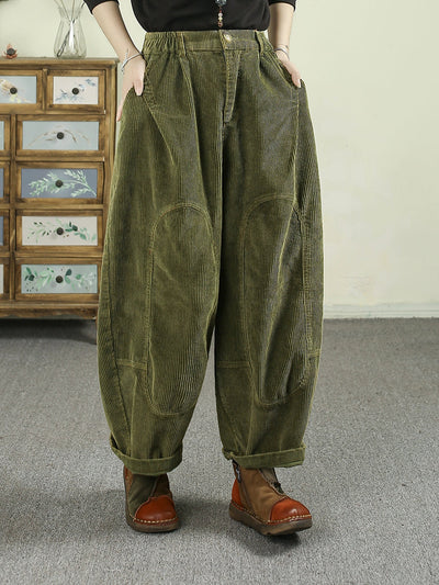 Women's Autumn Retro Solid Color Corduroy Harem Pants