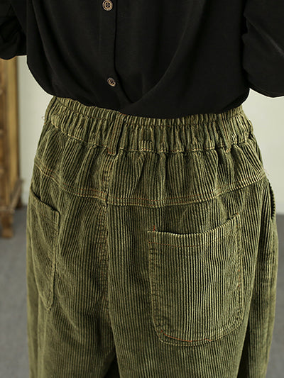 Women's Autumn Retro Solid Color Corduroy Harem Pants