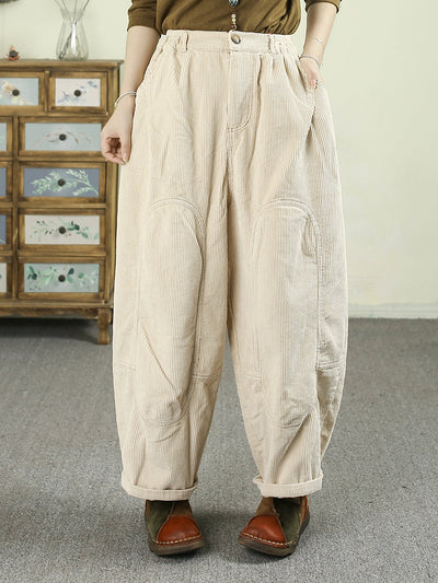 Women's Autumn Retro Solid Color Corduroy Harem Pants
