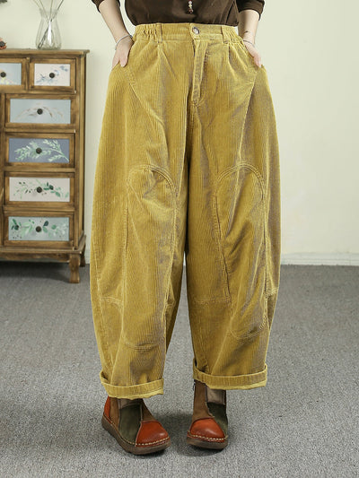 Women's Autumn Retro Solid Color Corduroy Harem Pants