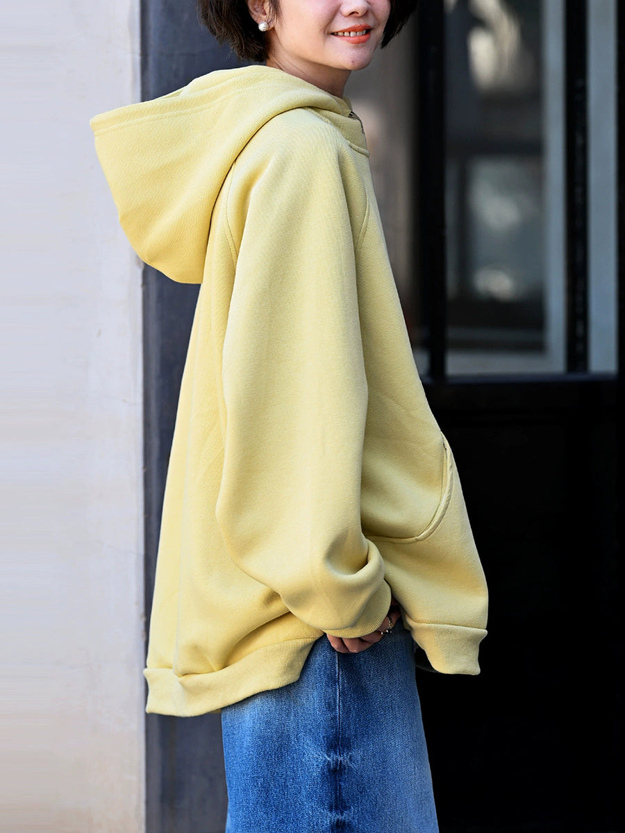 Women's Autumn Casual Solid Color Cotton Hoodie