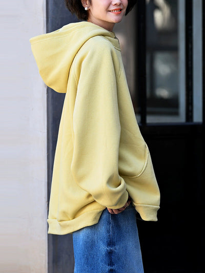Women's Autumn Casual Solid Color Cotton Hoodie