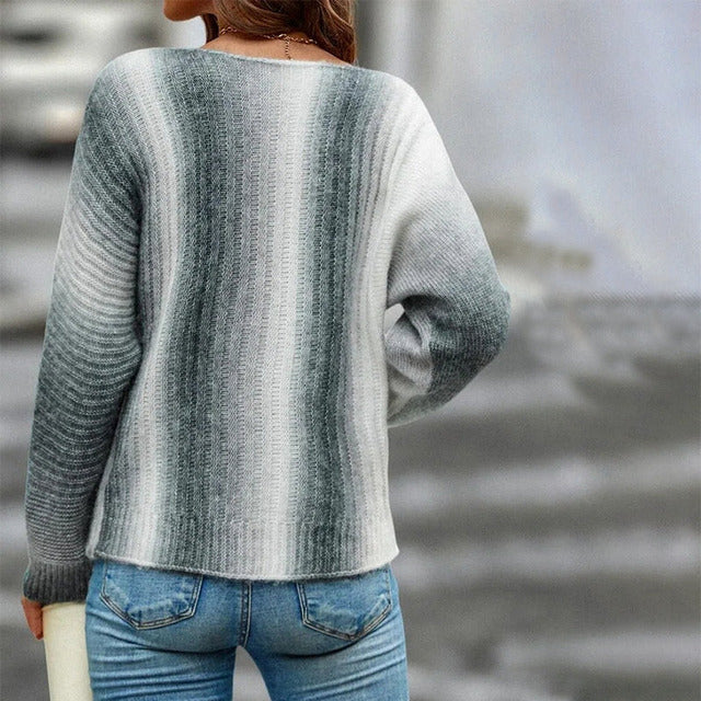 Casual gradient-colored knitted sweater