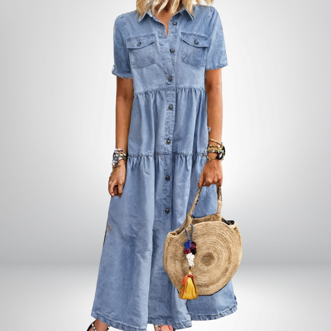 Soft Denim Dress with Buttons