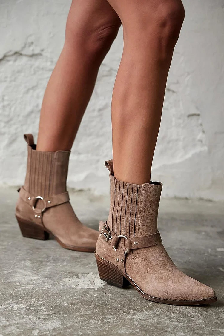 Anaïs | Western Suede Ankle Boots