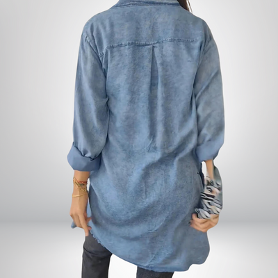 Stylish and Versatile Long-Sleeve Denim Jacket with Collar