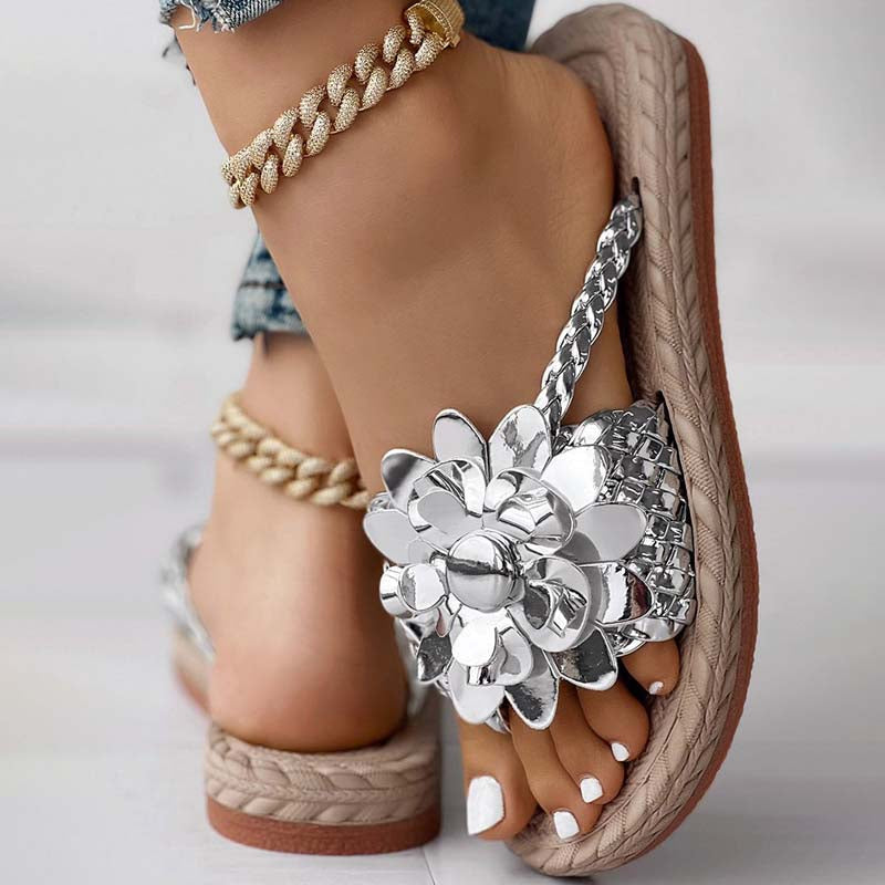 3D Floral Decorative Flat House Slippers
