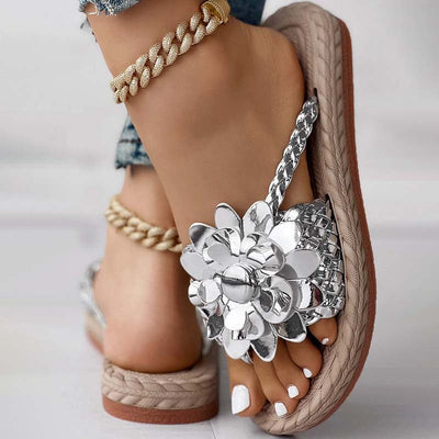 3D Floral Decorative Flat House Slippers