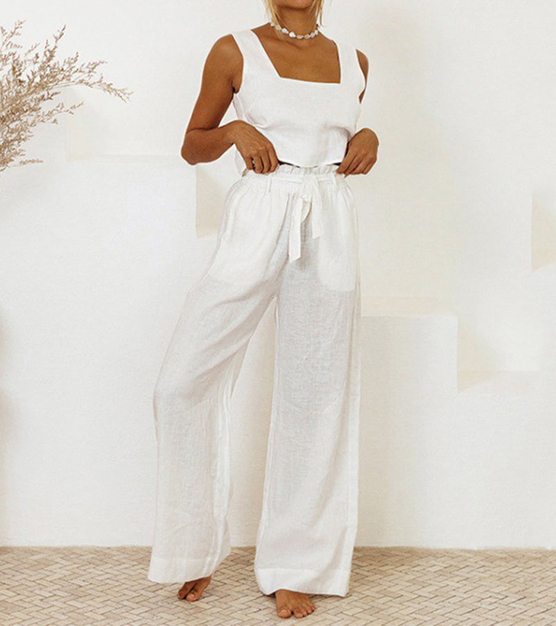 Milena | Minimalist Top and Wide-Leg Pants Set