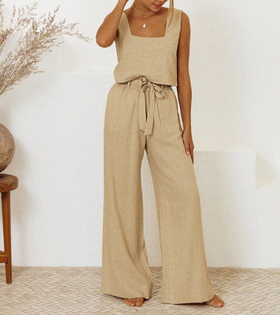 Milena | Minimalist Top and Wide-Leg Pants Set