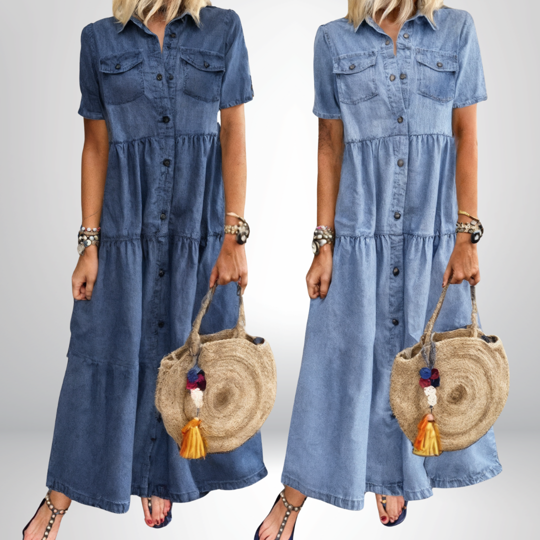 Soft Denim Dress with Buttons