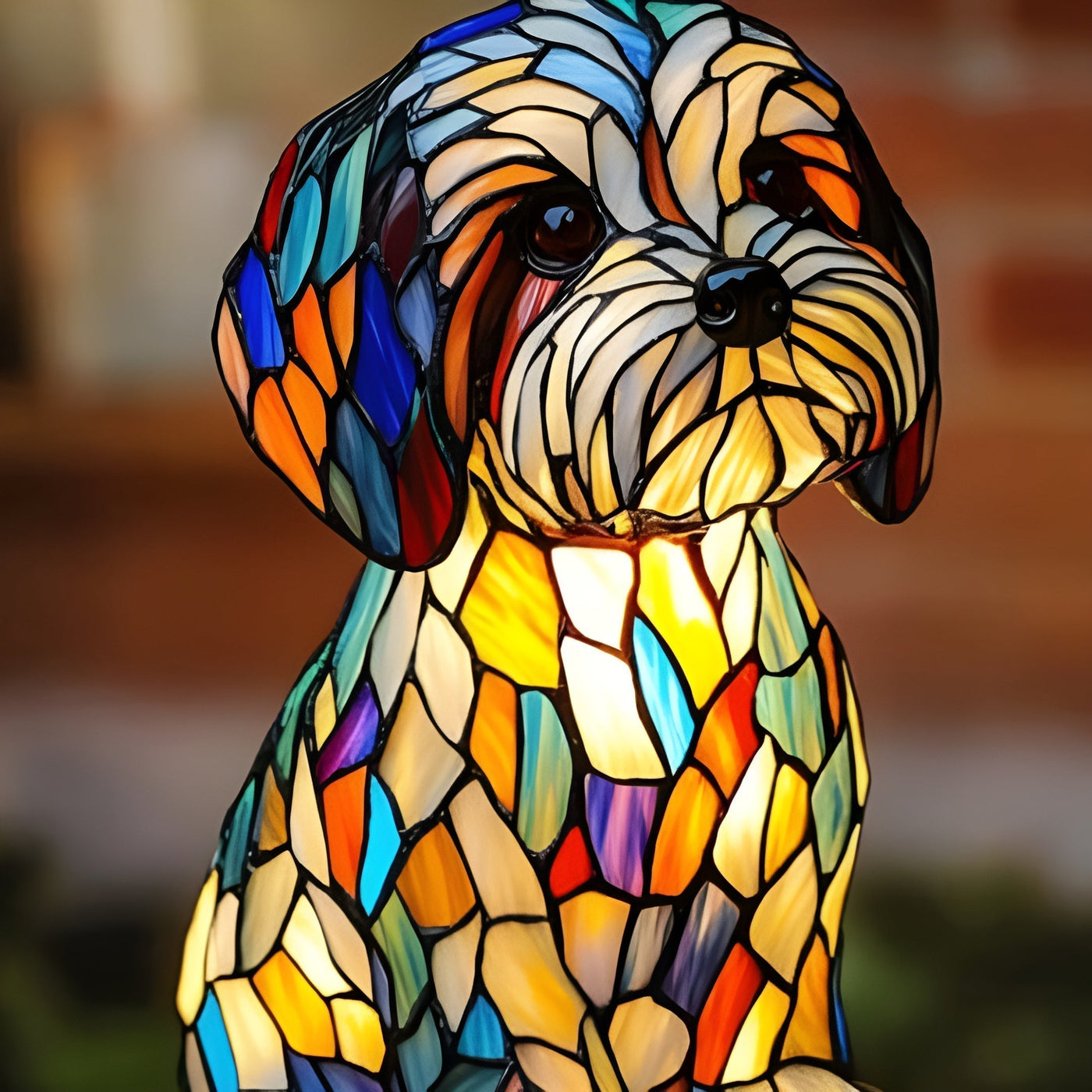 Charlie | Colorful Stained Glass Dog Lamp