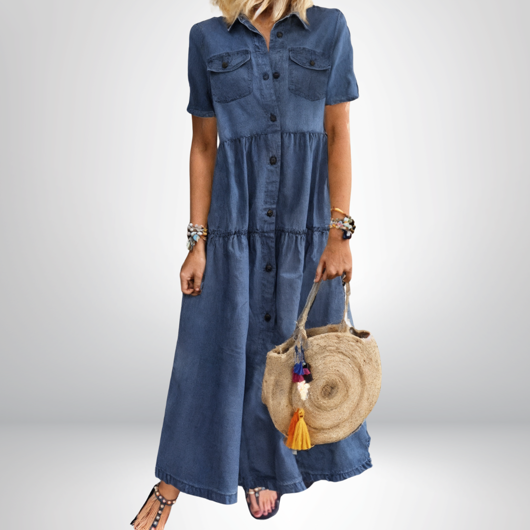 Soft Denim Dress with Buttons