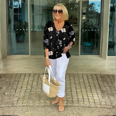 Joanne | Printed Button Tunic Top