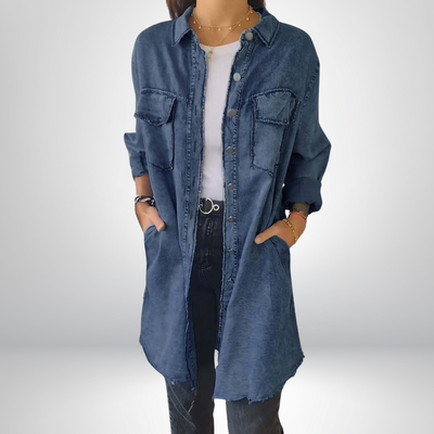 Stylish and Versatile Long-Sleeve Denim Jacket with Collar
