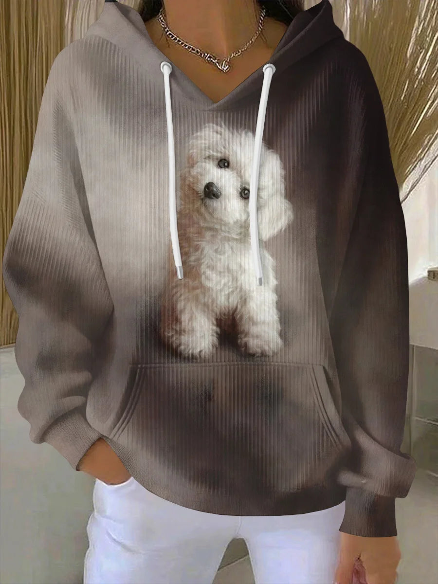 Funny Dog Art Print Casual Hoodie