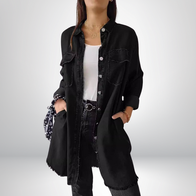 Stylish and Versatile Long-Sleeve Denim Jacket with Collar