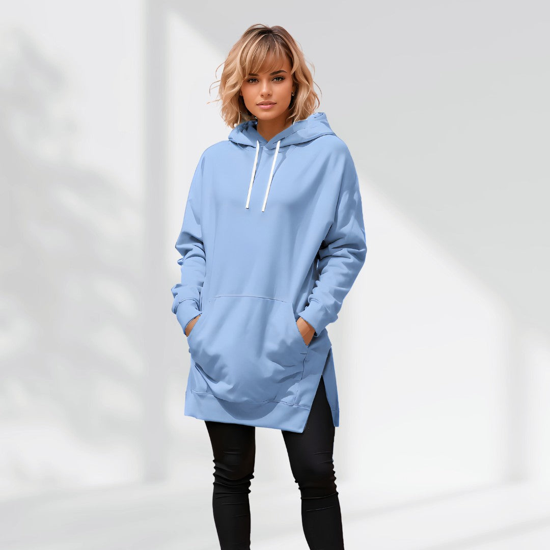 The Cozy Luxe Hoodie Dress Baby Blue