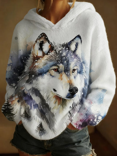 Winter Wolf Art Print Sweater