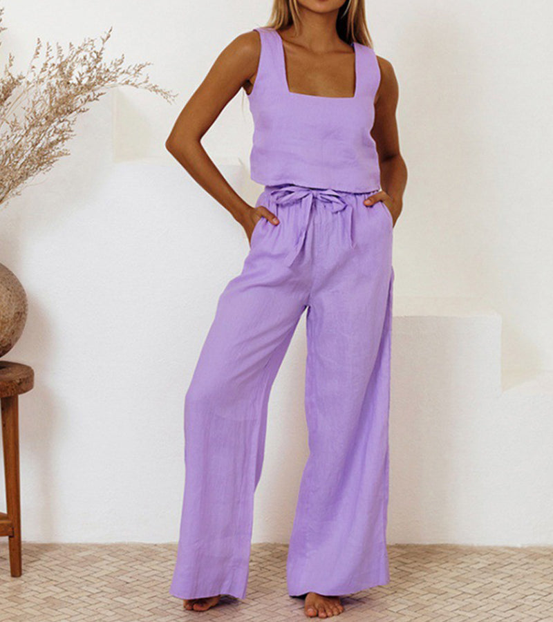 Milena | Minimalist Top and Wide-Leg Pants Set