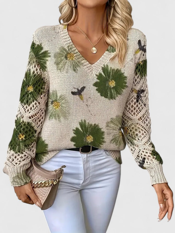 Magnolia | Elegant sweater with floral pattern