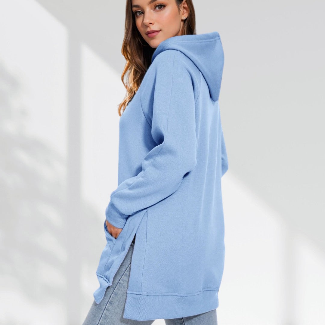 The Cozy Luxe Hoodie Dress Baby Blue