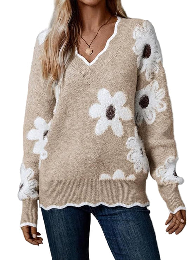 Amelia Floral V-Neck Jumper